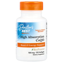 Load image into Gallery viewer, Doctor's Best High Absorption CoQ10 100mg Softgels with BioPerine for Heart Health