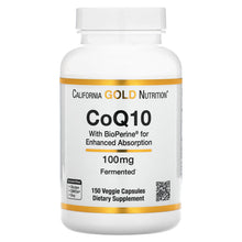 Load image into Gallery viewer, California Gold CoQ10 with BioPerine 100mg Veggie Capsules 150 Count