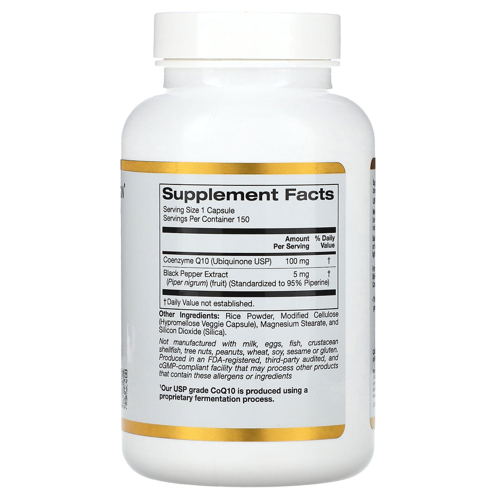 California Gold CoQ10 with BioPerine 100mg Veggie Capsules 150 Count
