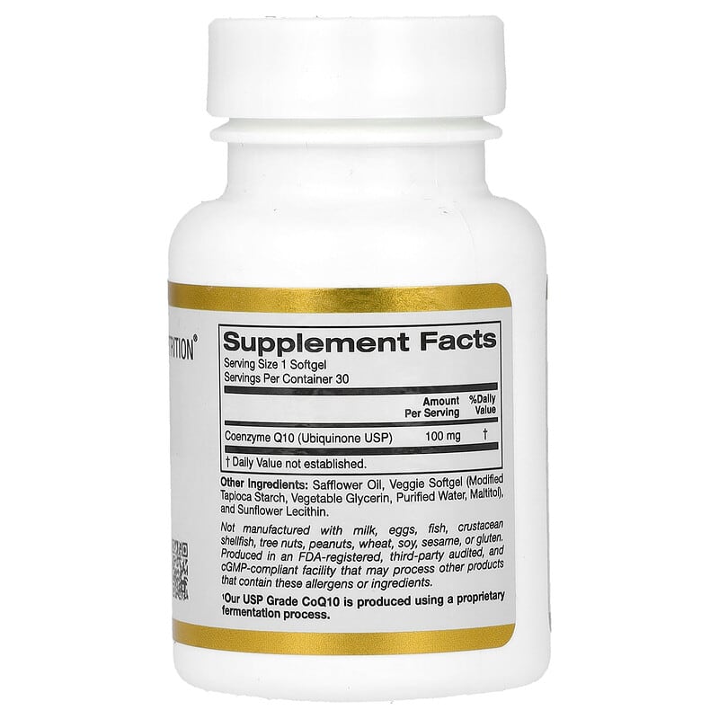 California Gold Nutrition CoQ10 100mg Veggie Softgels for Mitochondrial & Heart Health