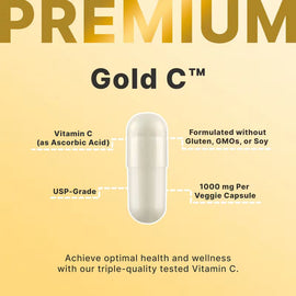 California Gold Nutrition, Gold C™, USP Grade Vitamin C, 1,000 mg, 240 Veggie Capsules
