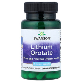 Swanson Lithium Orotate 5mg: Essential Brain & Mood Support, 60 Vegan Capsules