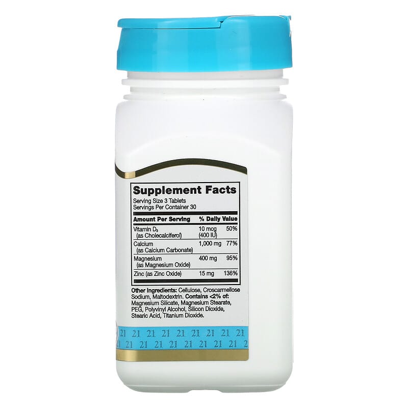 21st Century Bone & Immune Support Calcium Magnesium Zinc D3 90 Tablets