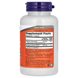 NOW Foods NAC 600mg Selenium Supplement: Advanced Free Radical Protection 100 Capsules