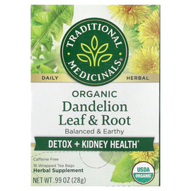 Traditional Medicinals Organic Dandelion Leaf & Root Tea - Caffeine Free Detox & Kidney Health