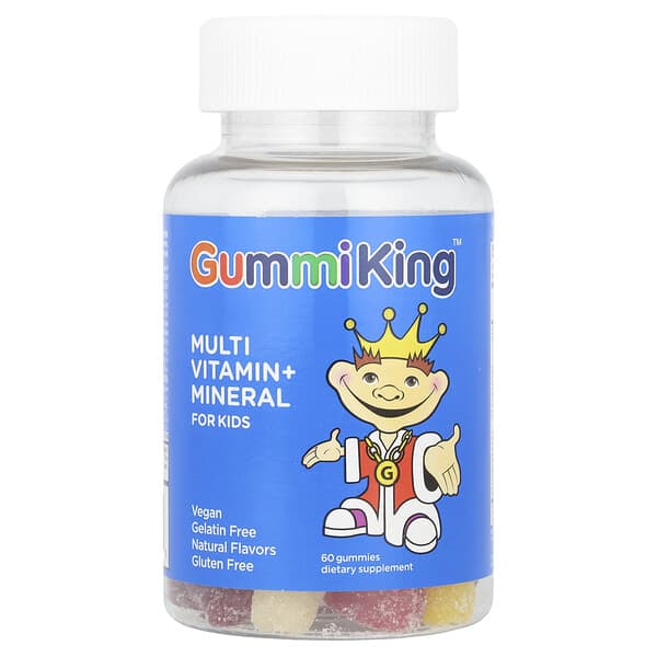 GummiKing Kids' Multi-Vitamin Mineral Gummies: Delicious Fruit Flavors, 60 Count