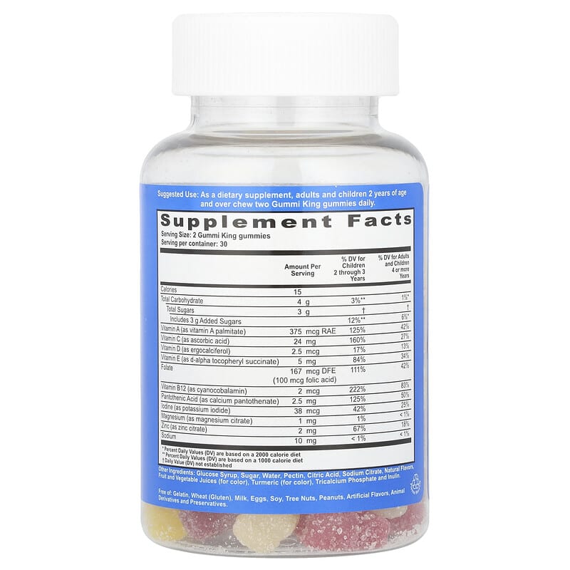 GummiKing Kids' Multi-Vitamin Mineral Gummies: Delicious Fruit Flavors, 60 Count