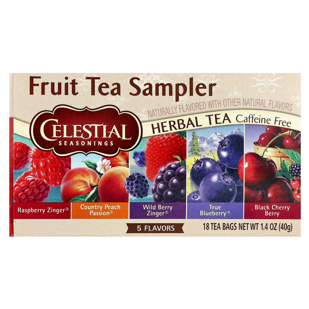 Celestial Seasonings Fruit Tea Sampler: 5 Delicious Caffeine-Free Flavors, 18 Count