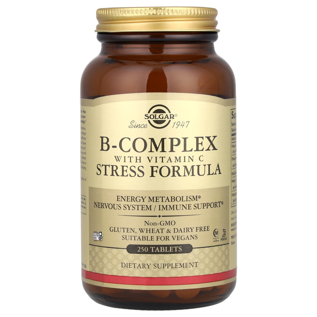 Solgar High Potency B-Complex with Vitamin C Stress Formula, 250 Tablets