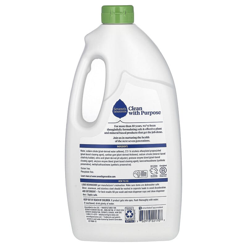 Seventh Generation Powerful Dishwasher Detergent Gel, Free & Clear, 2.62 lb, Natural