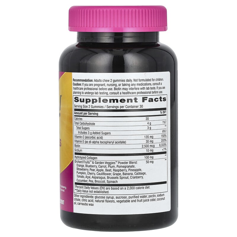 Nature's Way Alive! Strawberry Hair, Skin & Nails Gummies with Biotin & Collagen, 60 Count
