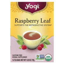 Load image into Gallery viewer, Yogi Organic Raspberry Leaf Herbal Tea, Caffeine-Free, 16 Bags for Women's Wellness
