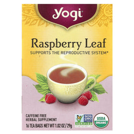 Yogi Organic Raspberry Leaf Herbal Tea, Caffeine-Free, 16 Bags for Women's Wellness