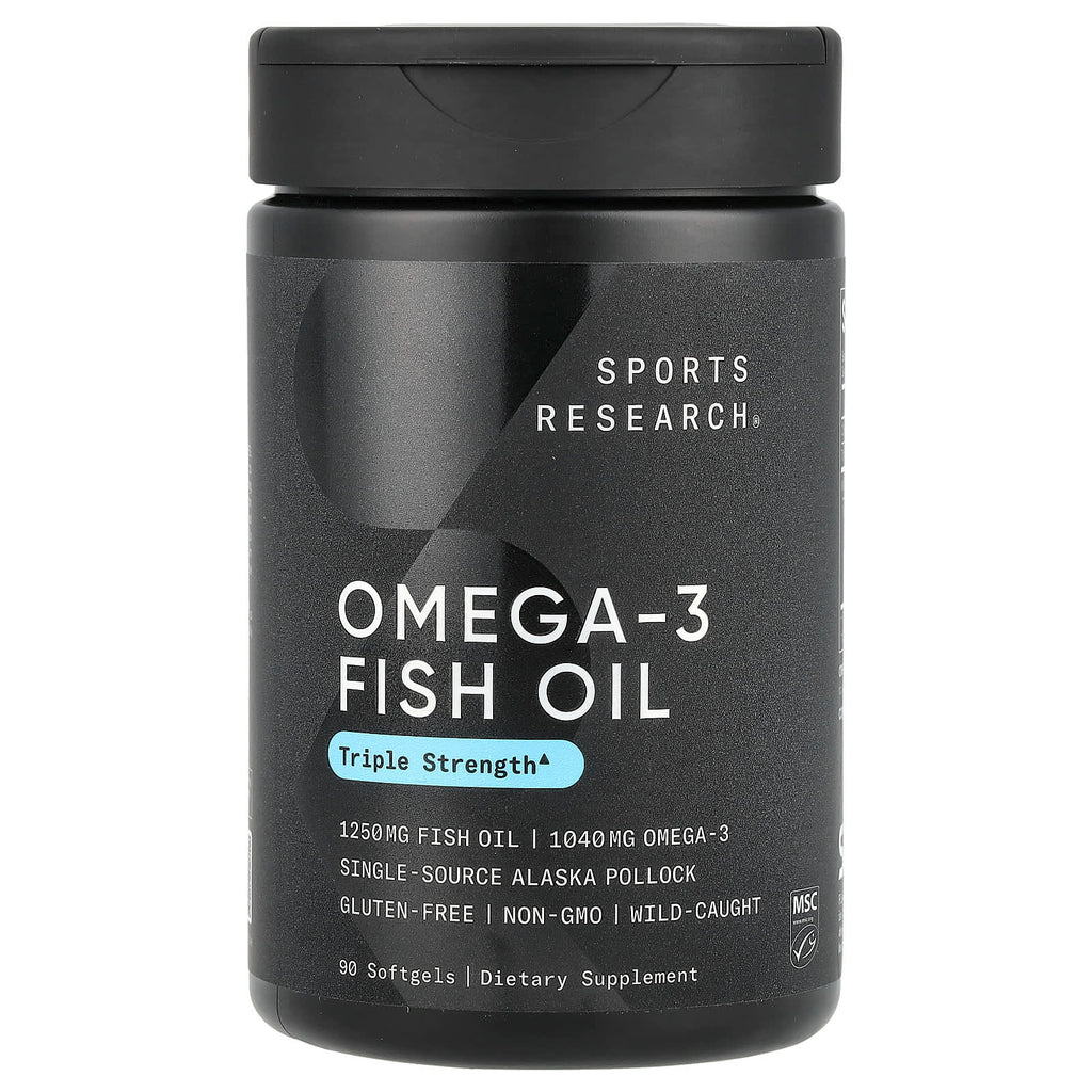 Sports Research Triple Strength Omega-3 Fish Oil, 90 Softgels, Alaskan Pollock