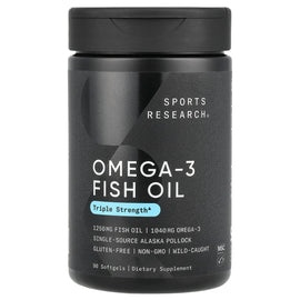 Sports Research Triple Strength Omega-3 Fish Oil, 90 Softgels, Alaskan Pollock