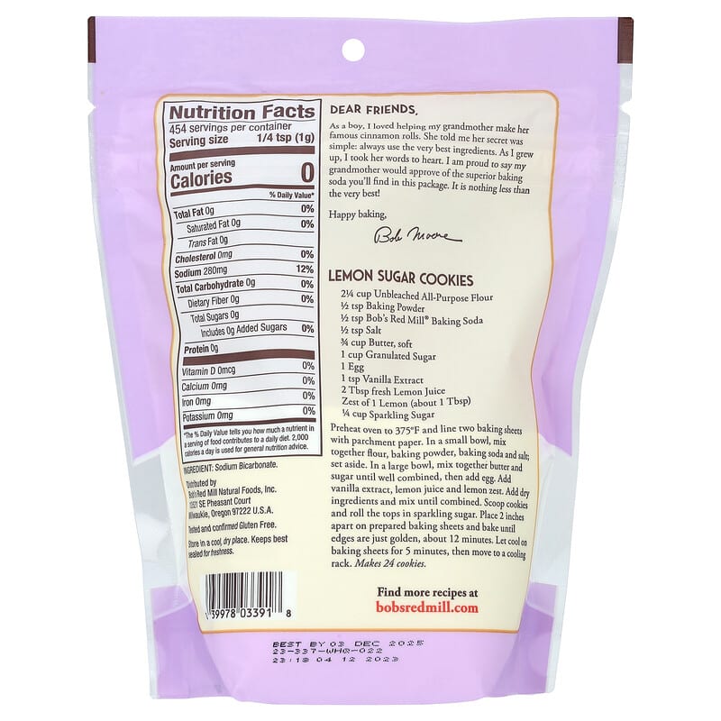 Bob's Red Mill Premium Pure Baking Soda for Baking & Household Use, 1 lb