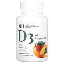 Load image into Gallery viewer, Michael&#39;s Health D3 with K2 Apricot Flavor, 90 Vegetarian Chewable Tablets