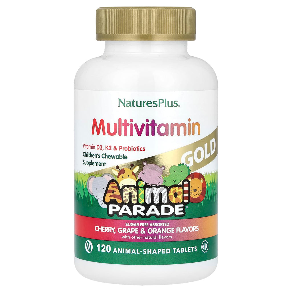 NaturesPlus Animal Parade Gold Children's Chewable Multivitamin Supplement, 120 Tablets