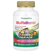 Load image into Gallery viewer, NaturesPlus Animal Parade Gold Children&#39;s Chewable Multivitamin Supplement, 120 Tablets