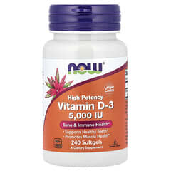 NOW Foods Vitamin D-3 5,000 IU Softgels: High Potency for Bone & Immune Health (240 Count)