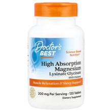 Load image into Gallery viewer, Doctor&#39;s Best High Absorption Magnesium Lysinate Glycinate for Muscle Relaxation