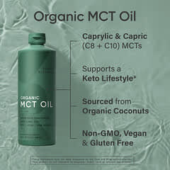 Sports Research Organic MCT Oil: Pure Energy, Brain & Body Fuel, Keto & Vegan, 32 fl oz