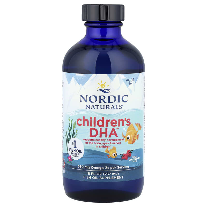 Nordic Naturals Children's DHA Omega-3 Liquid for Kids 1+, Strawberry Flavor