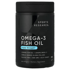 Sports Research Triple Strength Omega-3 Fish Oil Softgels for Heart & Brain Health