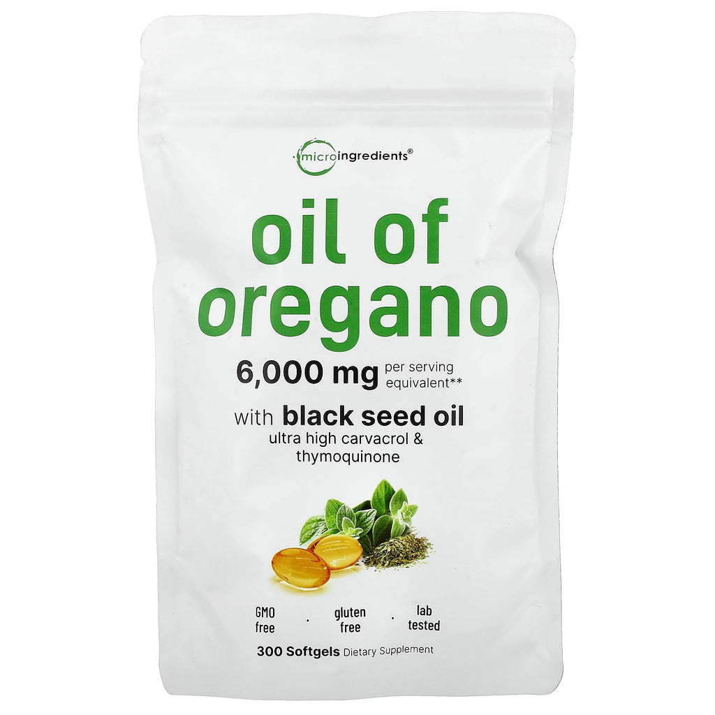 Potent Oil of Oregano Black Seed Oil 6000mg 300 Softgels Immune Support