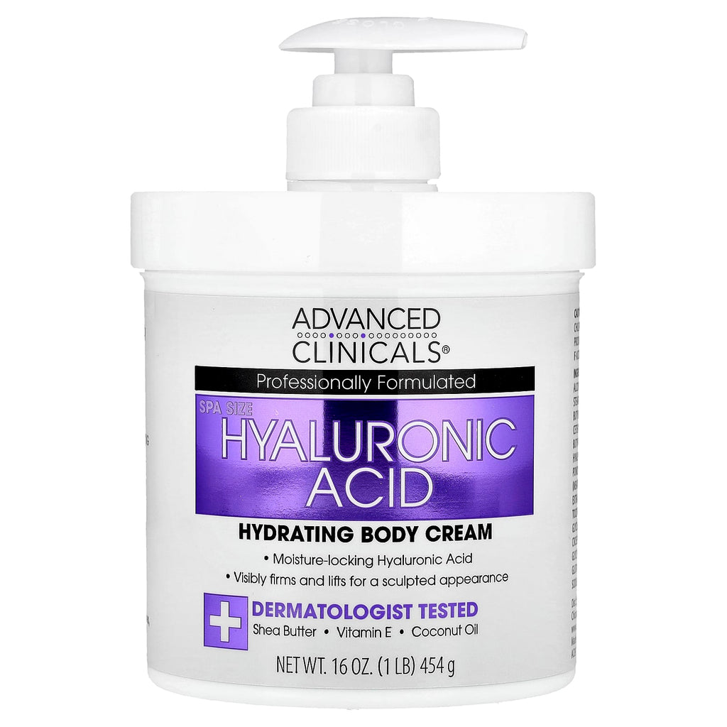 Advanced Clinicals Hyaluronic Acid Hydrating Body Cream, Deep Moisturizing for Radiant Skin
