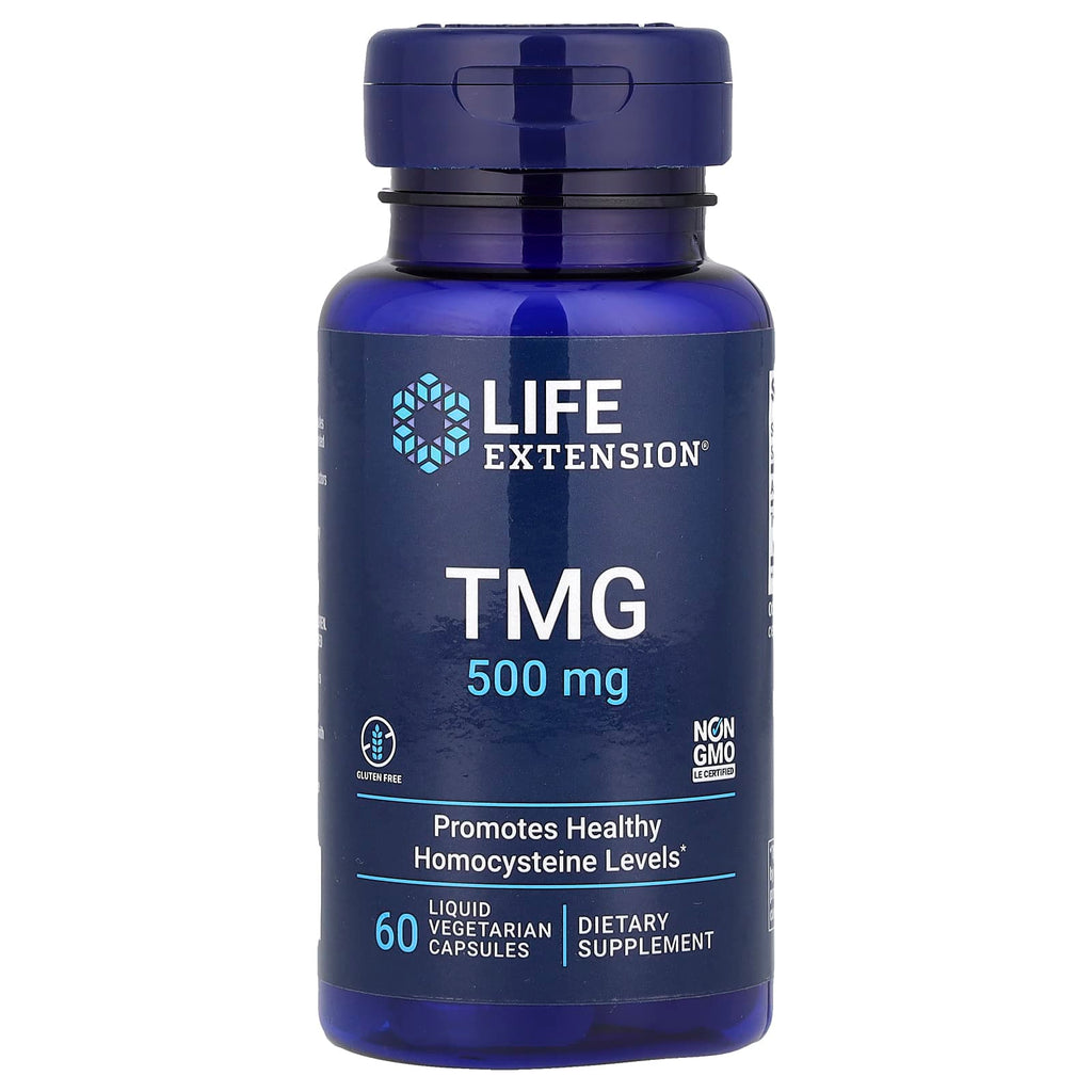 Life Extension TMG 500mg Trimethylglycine, 60 Liquid Vegetarian Capsules Homocysteine Support