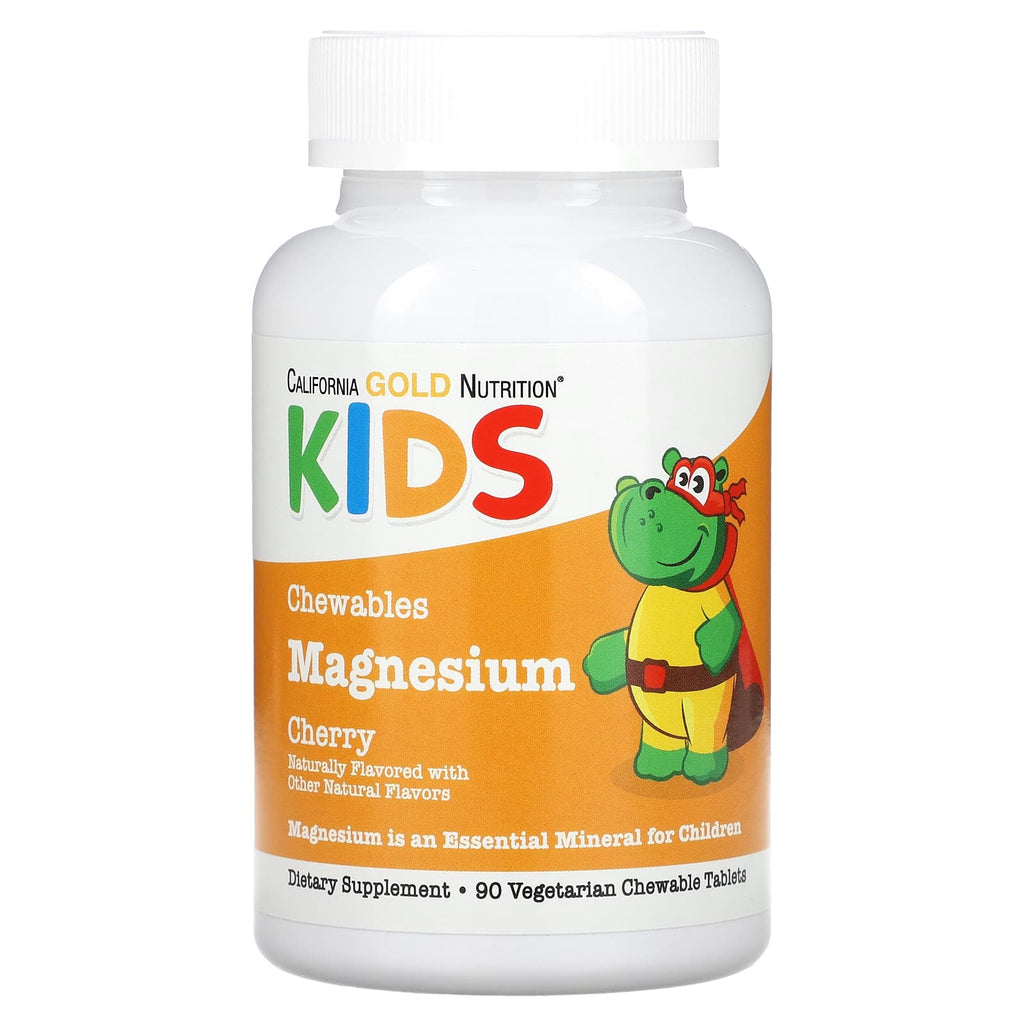 Kids' Cherry Chewable Magnesium: 90 Vegetarian Tablets for Bone, Nerve, Muscle Health