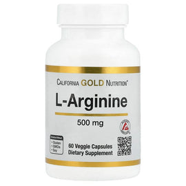 California Gold Nutrition L-Arginine 500mg Veggie Capsules for Nitric Oxide & Vascular Health
