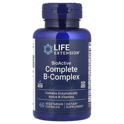 Life Extension BioActive Complete B-Complex: Energy & Metabolism Support, 60 Vegetarian Capsules