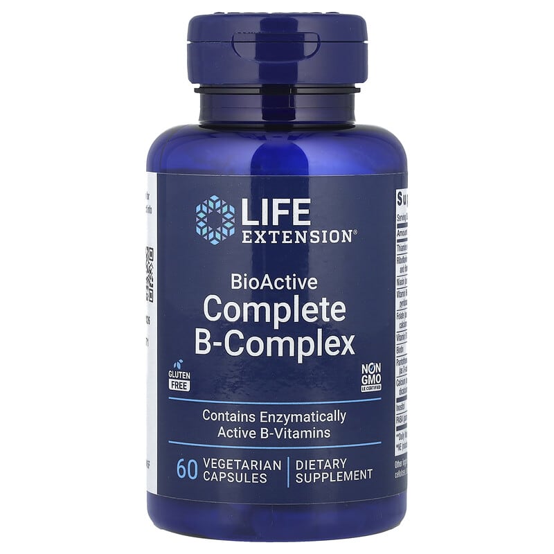 Life Extension BioActive Complete B-Complex: Energy & Metabolism Support, 60 Vegetarian Capsules