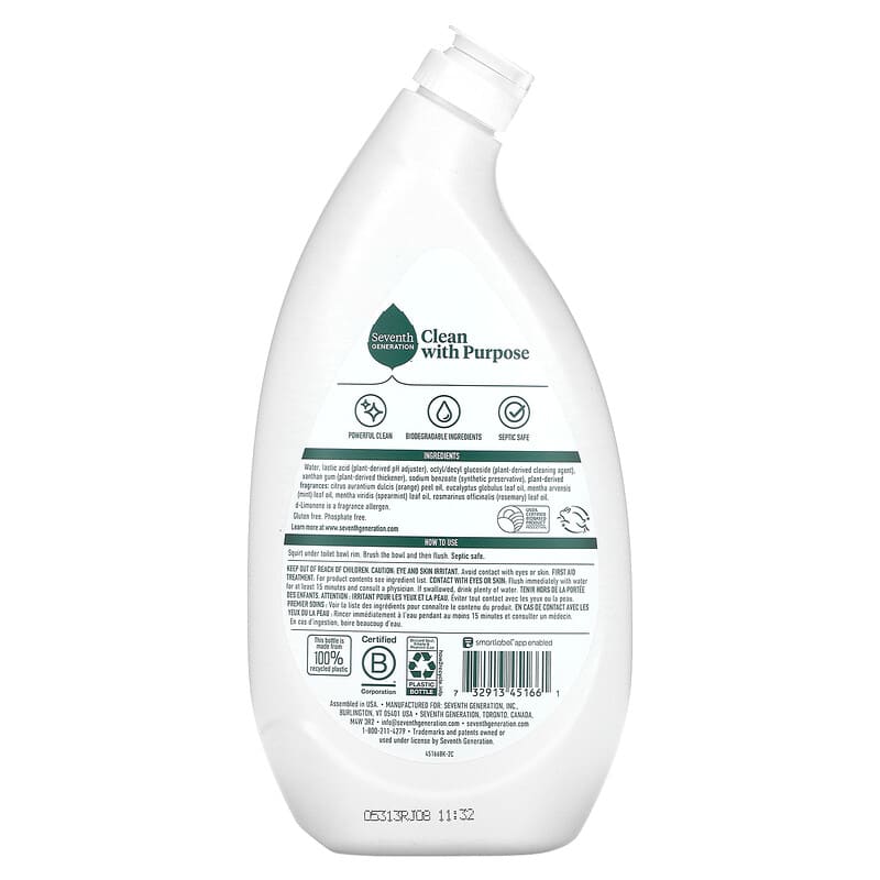 Seventh Generation Plant Based Fresh Mint Toilet Bowl Cleaner 24oz