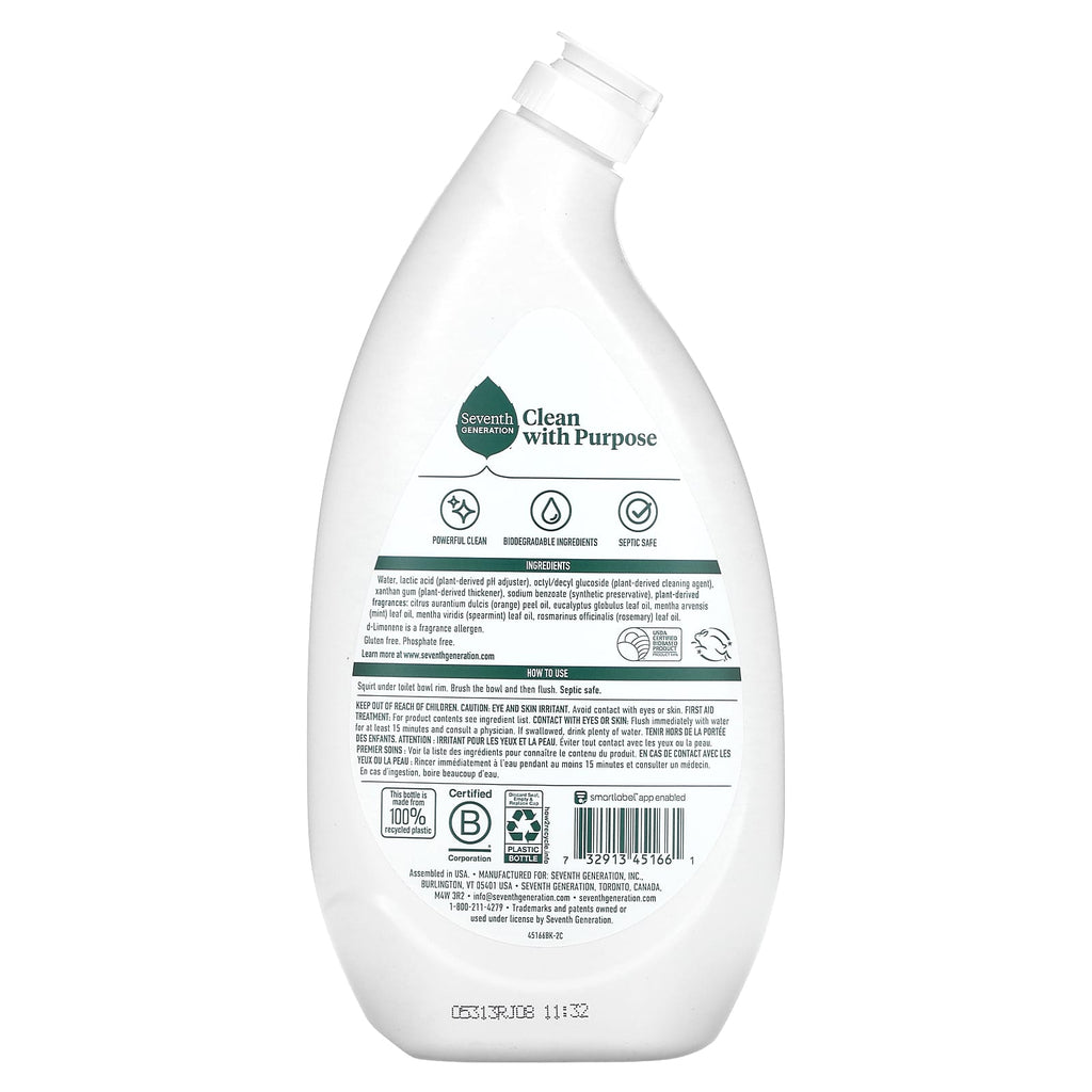 Seventh Generation Plant Based Fresh Mint Toilet Bowl Cleaner 24oz