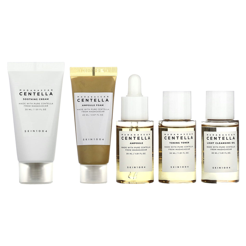 SKIN1004 Madagascar Centella 5-Piece Travel Kit: Soothing, Hydrating Skincare Set