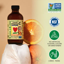 Load image into Gallery viewer, ChildLife Essentials Liquid Vitamin C for Kids, Natural Orange Immune Support