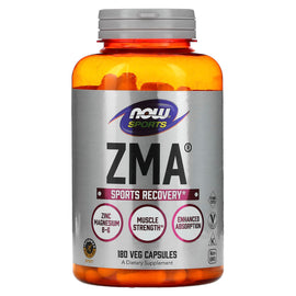 NOW Sports ZMA Zinc Magnesium B-6 Recovery Supplement, 180 Veg Capsules