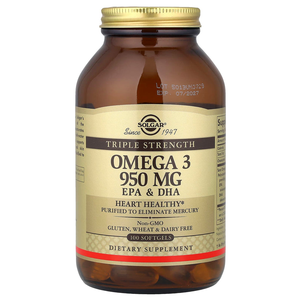 Solgar Triple Strength Omega-3 EPA DHA 950 mg Softgels, 100 Count