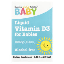 Load image into Gallery viewer, California Gold Nutrition Baby Vitamin D3 Drops, 400 IU Liquid for Infants