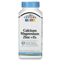 21st Century Calcium Magnesium Zinc + D3 Bone & Immune Support Formula, 250 Tablets