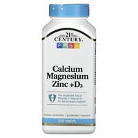21st Century Calcium Magnesium Zinc + D3 Bone & Immune Support Formula, 250 Tablets