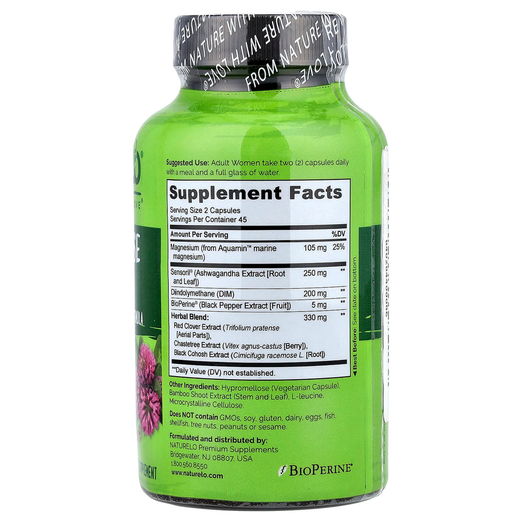 NATURELO Menopause Support: Advanced Herbal Blend for Hot Flashes, Mood