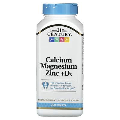21st Century Calcium Magnesium Zinc + D3 Bone & Immune Support Formula, 250 Tablets