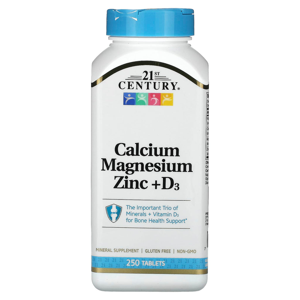21st Century Calcium Magnesium Zinc + D3 Bone & Immune Support Formula, 250 Tablets