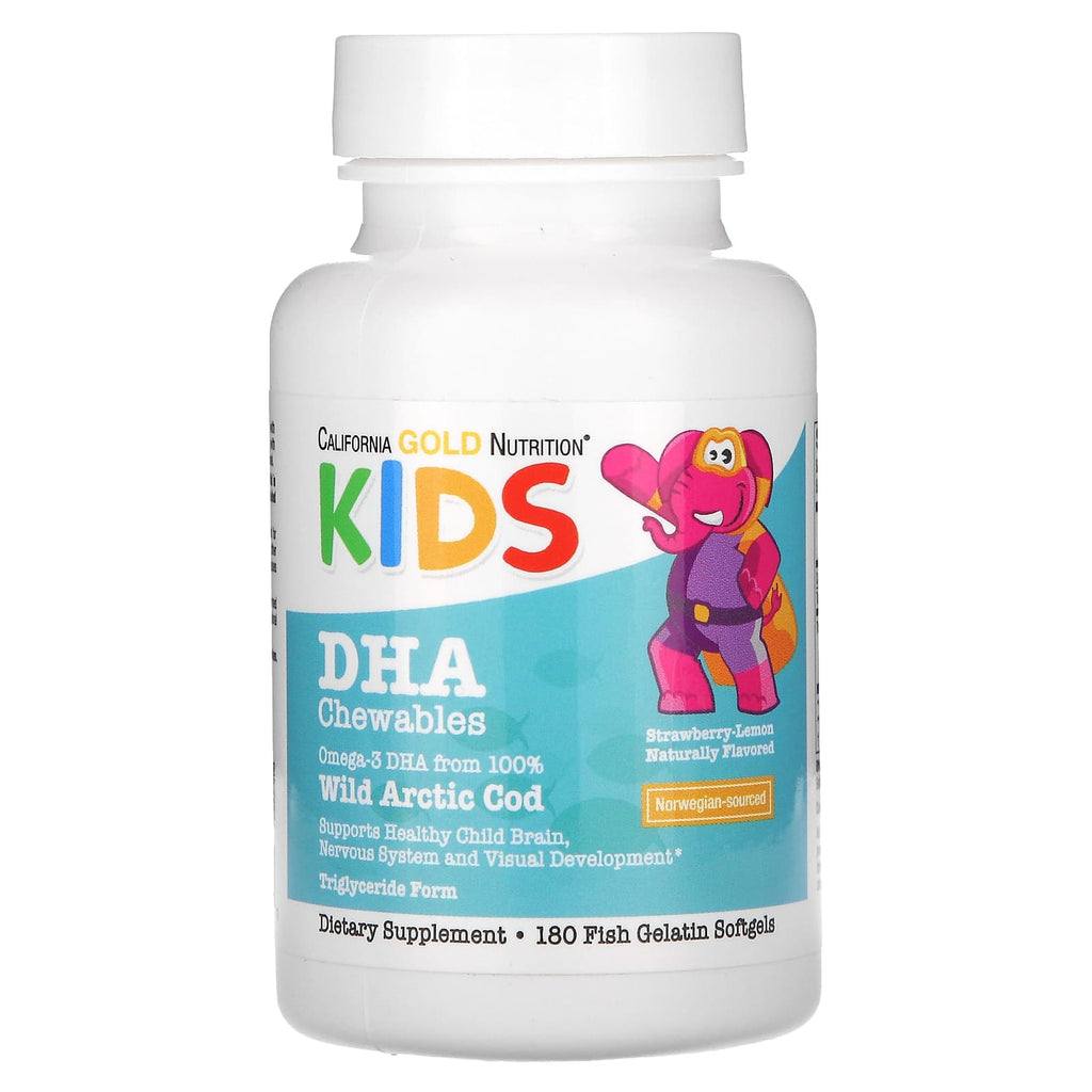 Kids DHA Chewables: Wild Arctic Cod, Strawberry-Lemon, 180 Softgels for Brain Health