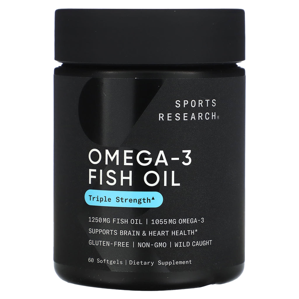 Sports Research Triple Strength Omega-3 Fish Oil Softgels for Brain and Heart Health