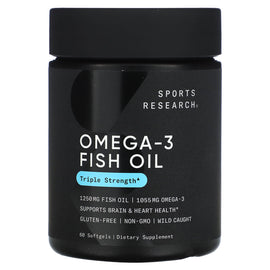 Sports Research Triple Strength Omega-3 Fish Oil Softgels for Brain and Heart Health
